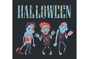 Halloween with Zombies on Vector Illustration