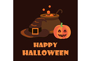 Happy Halloween Poster on Vector Illustration