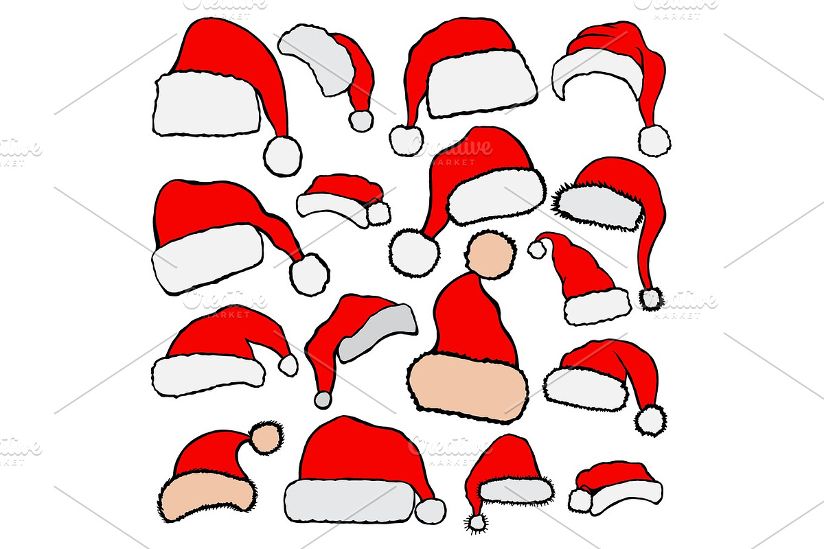 vector santa hats in Objects - product preview 8