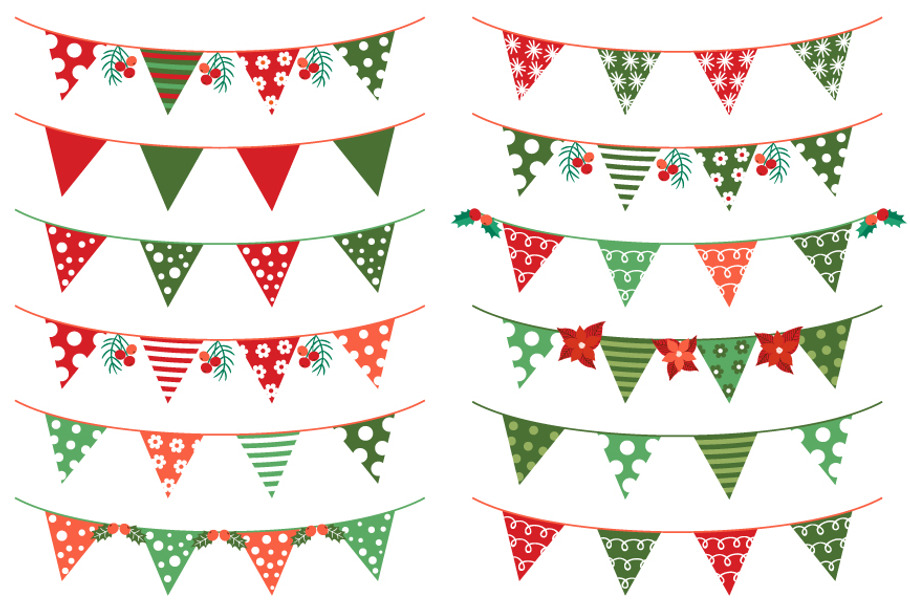 Christmas bunting clip art set in Illustrations - product preview 8