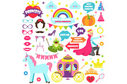 Fairy Tale Carnaval Icons Vector Illustration Set