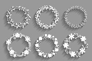 White vector wreaths with shadows