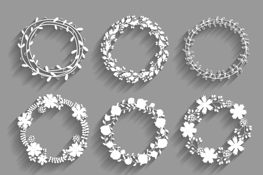 White vector wreaths with shadows in Objects - product preview 8