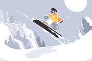 Snowboarder guy snowboarding