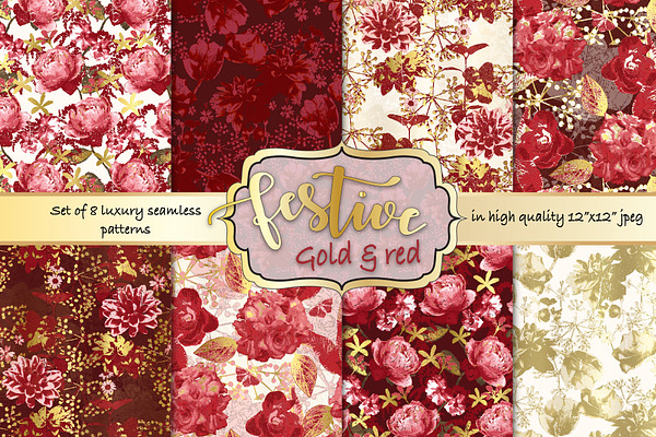 Gold and red Christmas patterns