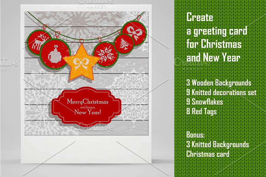 Cristmas card creation set in Postcard Templates - product preview 8