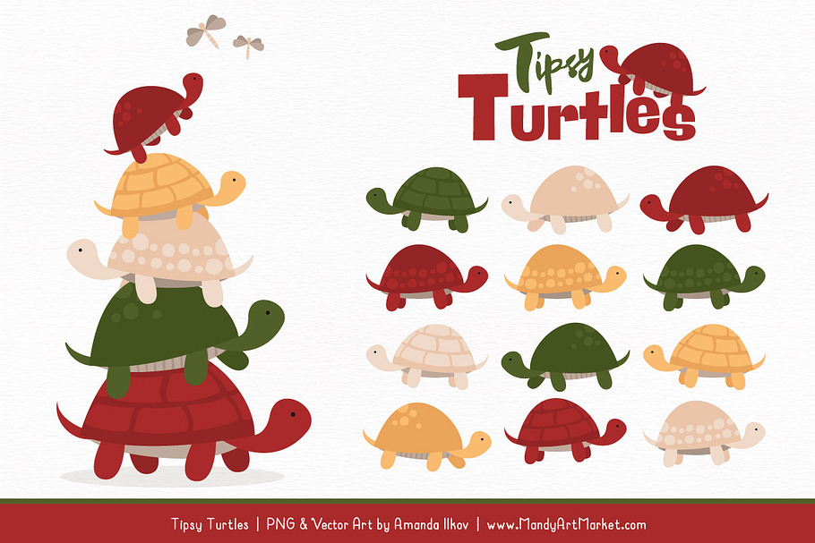 Christmas Turtle Stack Clipart in Illustrations - product preview 8