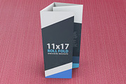 11x17 Roll Fold Brochure Mockup