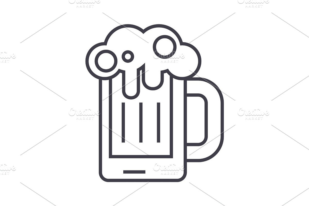 beer illustration vector line icon, sign, illustration on background, editable strokes in Illustrations - product preview 8