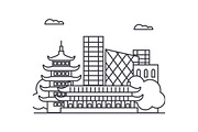beijing, china vector line icon, sign, illustration on background, editable strokes