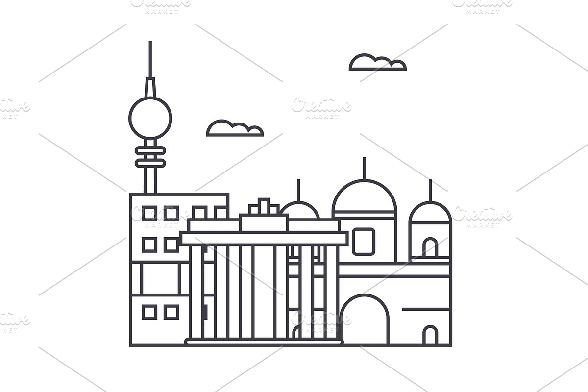 berlin vector line icon, sign, illustration on background, editable strokes in Illustrations - product preview 8