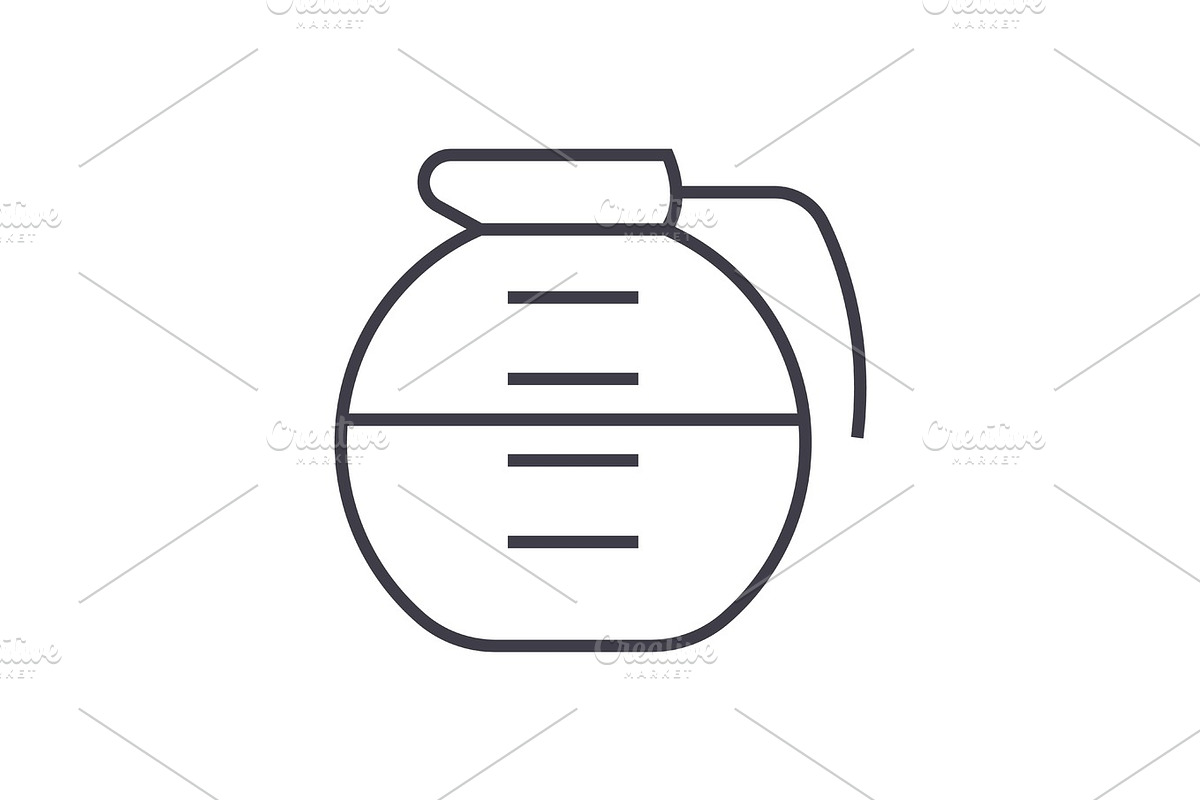 beverage, drinks, pot vector line icon, sign, illustration on background, editable strokes in Illustrations - product preview 8