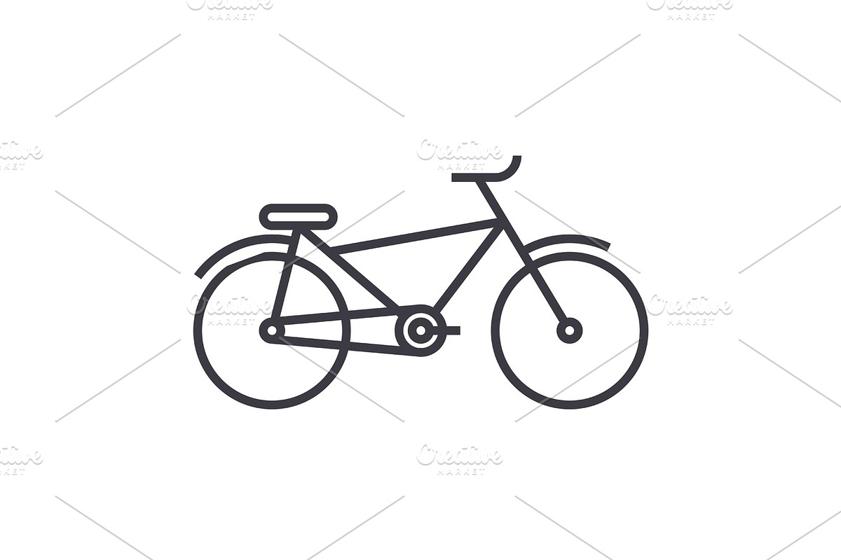 bicycle vector line icon, sign, illustration on background, editable strokes in Illustrations - product preview 8