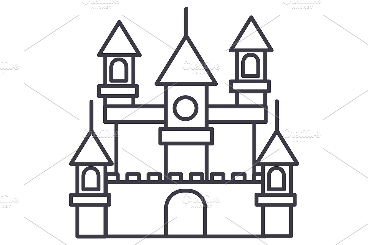 big castle,germany vector line icon, sign, illustration on background, editable strokes in Illustrations - product preview 8