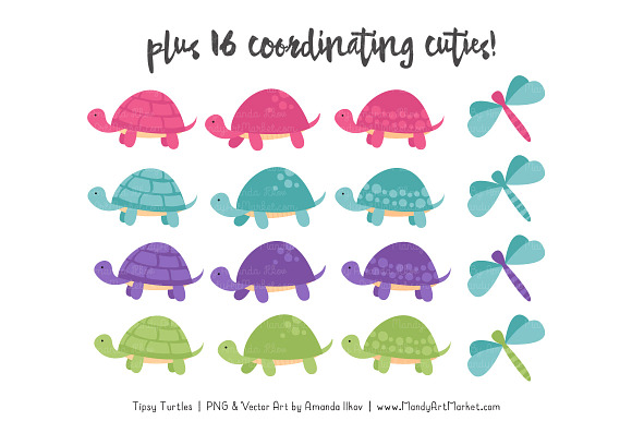 Crayon Box Girl Turtle Stack Clipart in Illustrations - product preview 3
