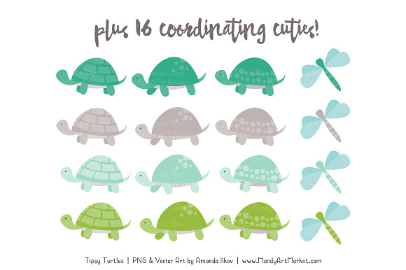 Emerald Isle Turtle Stack Clipart in Illustrations - product preview 3