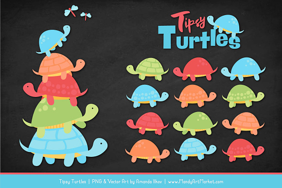 Fresh Boy Turtle Stack Clipart in Illustrations - product preview 1