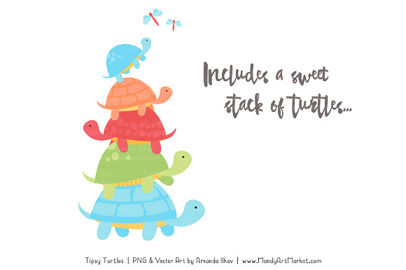 Fresh Boy Turtle Stack Clipart in Illustrations - product preview 2