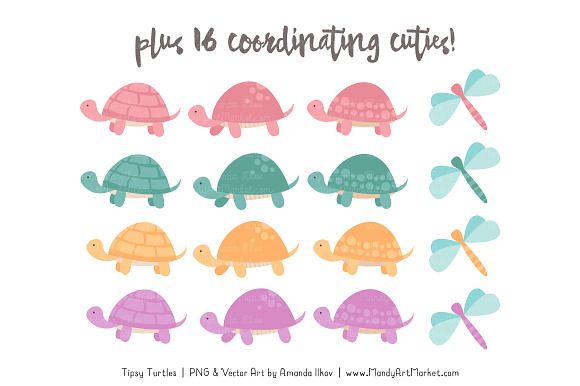 Garden Party Turtle Stack Clipart in Illustrations - product preview 3
