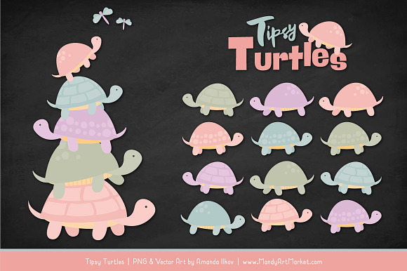 Grandmas Garden Turtle Stack Clipart in Illustrations - product preview 1