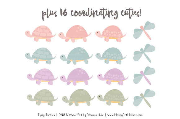 Grandmas Garden Turtle Stack Clipart in Illustrations - product preview 3