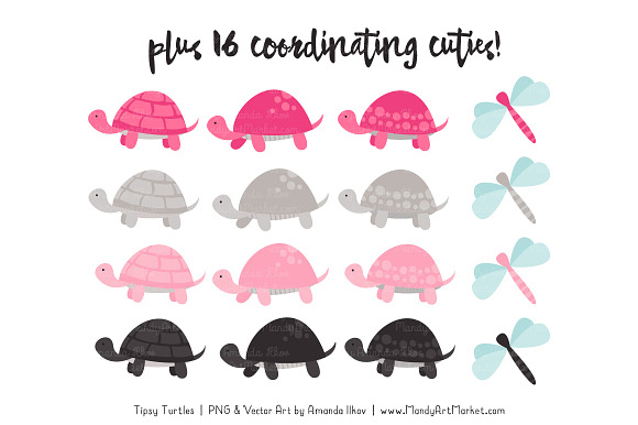 Hot Pink Turtle Stack Clipart in Illustrations - product preview 3