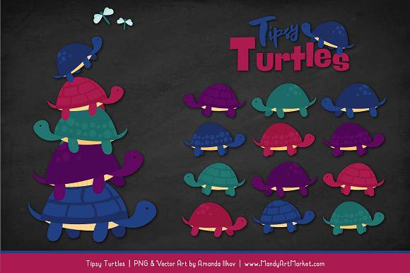 Jewel Turtle Stack Clipart in Illustrations - product preview 1
