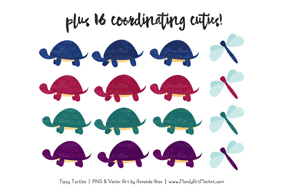 Jewel Turtle Stack Clipart in Illustrations - product preview 3