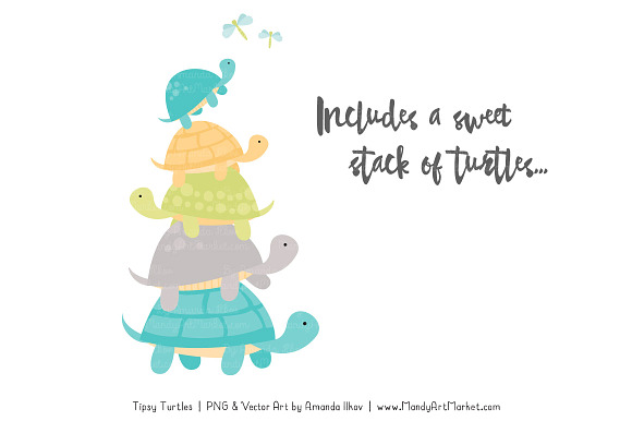 Land & Sea Turtle Stack Clipart in Illustrations - product preview 2