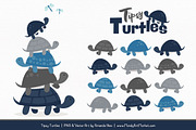 Navy & Pewter Turtle Stack Clipart