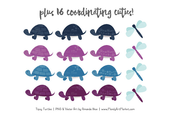 Navy & Plum Turtle Stack Clipart in Illustrations - product preview 3