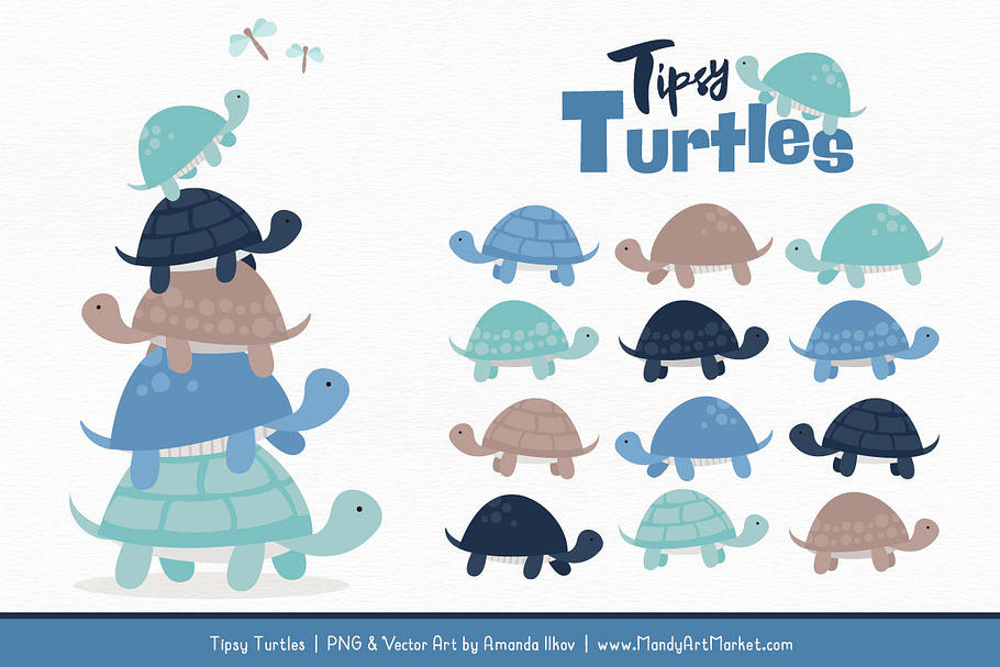 Oceana Turtle Stack Clipart in Illustrations - product preview 8