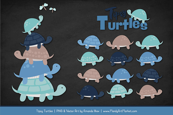 Oceana Turtle Stack Clipart in Illustrations - product preview 1