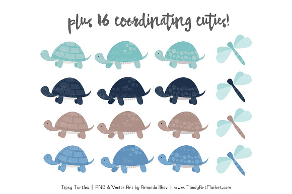 Oceana Turtle Stack Clipart in Illustrations - product preview 3