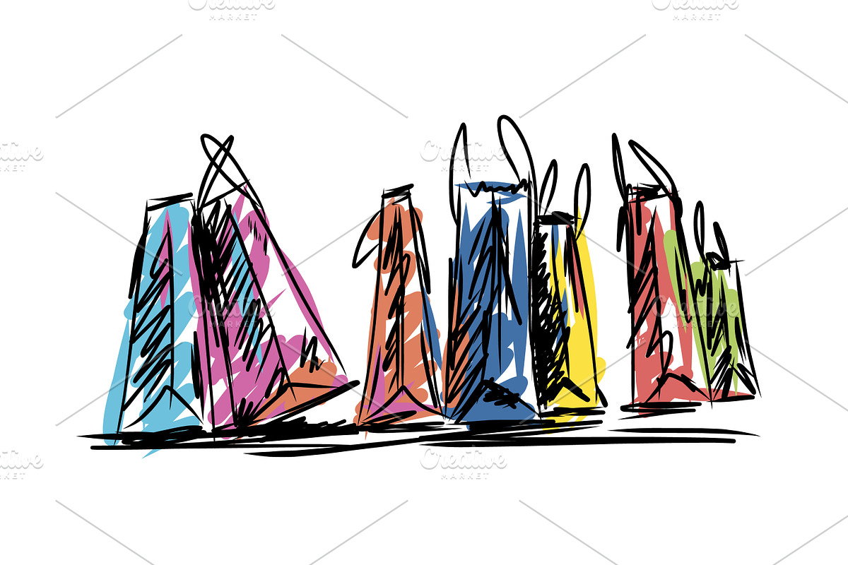 Colorful paper shopping bag in Illustrations - product preview 8