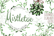 Mistletoe Watercolor Clip Art