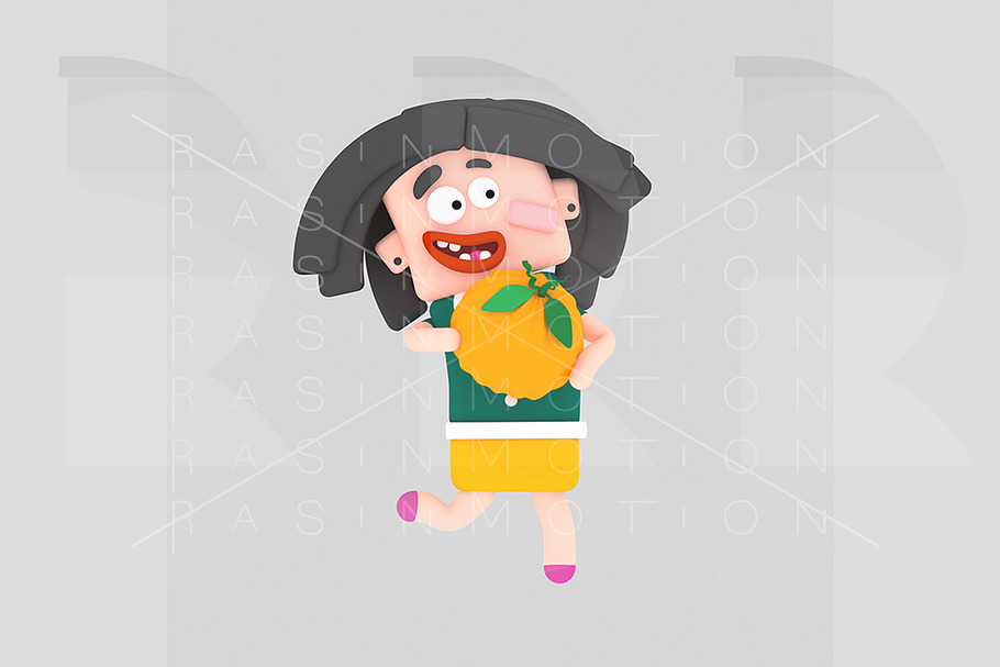 Girl running holding a pimpkin in Illustrations - product preview 8