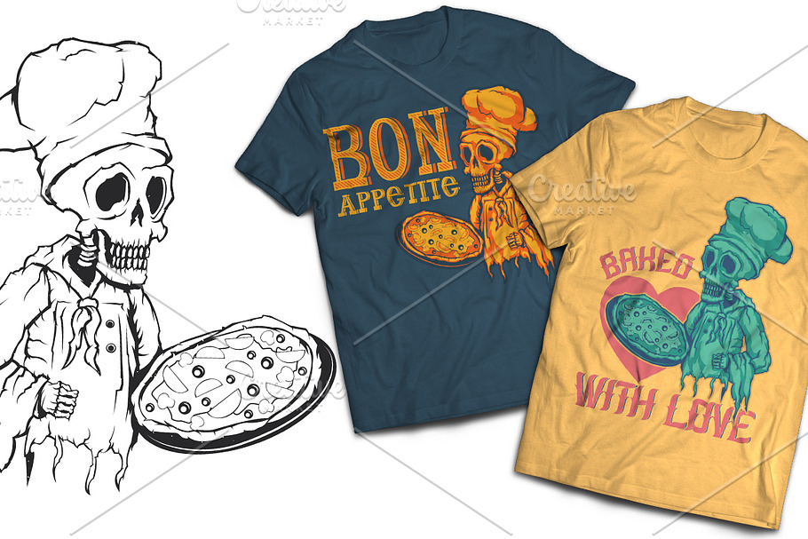 Pizza T-shirts And Poster Labels in Illustrations - product preview 8