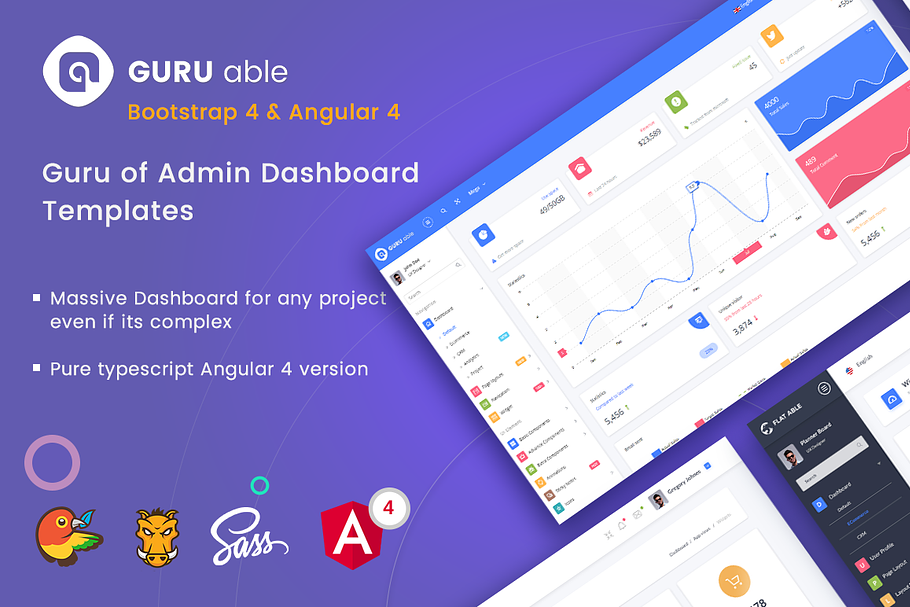 Guru Able BS 4 & Angular 4 Dashboard in HTML/CSS Themes - product preview 8