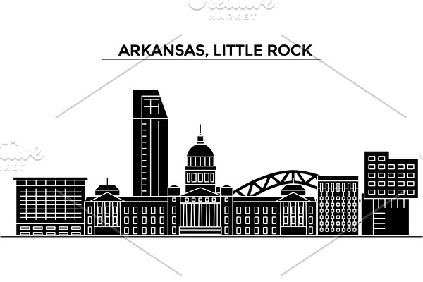 Usa, Arkansas, Little Rock architecture vector city skyline, travel cityscape with landmarks, buildings, isolated sights on background