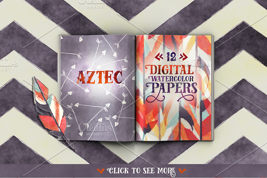Watercolor Aztec Digital Paper in Patterns - product preview 8