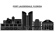 Usa, Fort Lauderdale, Florida architecture vector city skyline, travel cityscape with landmarks, buildings, isolated sights on background