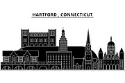 Usa, Hartford , Connecticut architecture vector city skyline, travel cityscape with landmarks, buildings, isolated sights on background