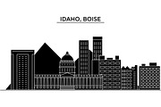 Usa, Idaho, Boise architecture vector city skyline, travel cityscape with landmarks, buildings, isolated sights on background