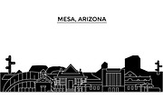 Usa, Mesa, Arizona architecture vector city skyline, travel cityscape with landmarks, buildings, isolated sights on background