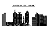 Usa, Missouri, Kansas City architecture vector city skyline, travel cityscape with landmarks, buildings, isolated sights on background