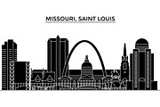 Usa, Missouri, Saint Louis architecture vector city skyline, travel cityscape with landmarks, buildings, isolated sights on background