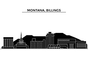 Usa, Montana, Billings architecture vector city skyline, travel cityscape with landmarks, buildings, isolated sights on background