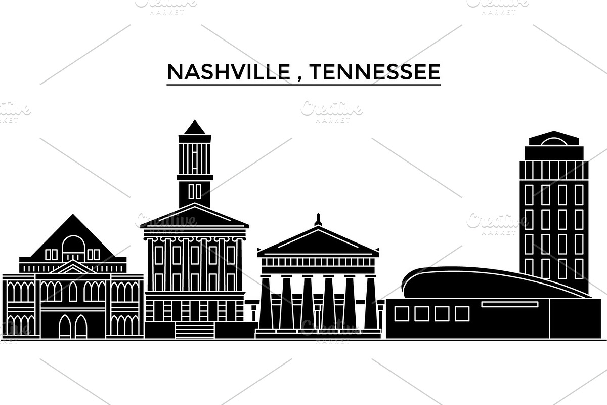 Usa, Nashville , Tennessee architecture vector city skyline, travel cityscape with landmarks, buildings, isolated sights on background in Illustrations - product preview 8