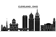 Usa, Ohio Cleveland architecture vector city skyline, travel cityscape with landmarks, buildings, isolated sights on background